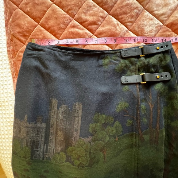 Vintage Ralph Lauren Oxfordshire Castle Country Wool Wrap Skirt with Leather 8 - Picture 3 of 10